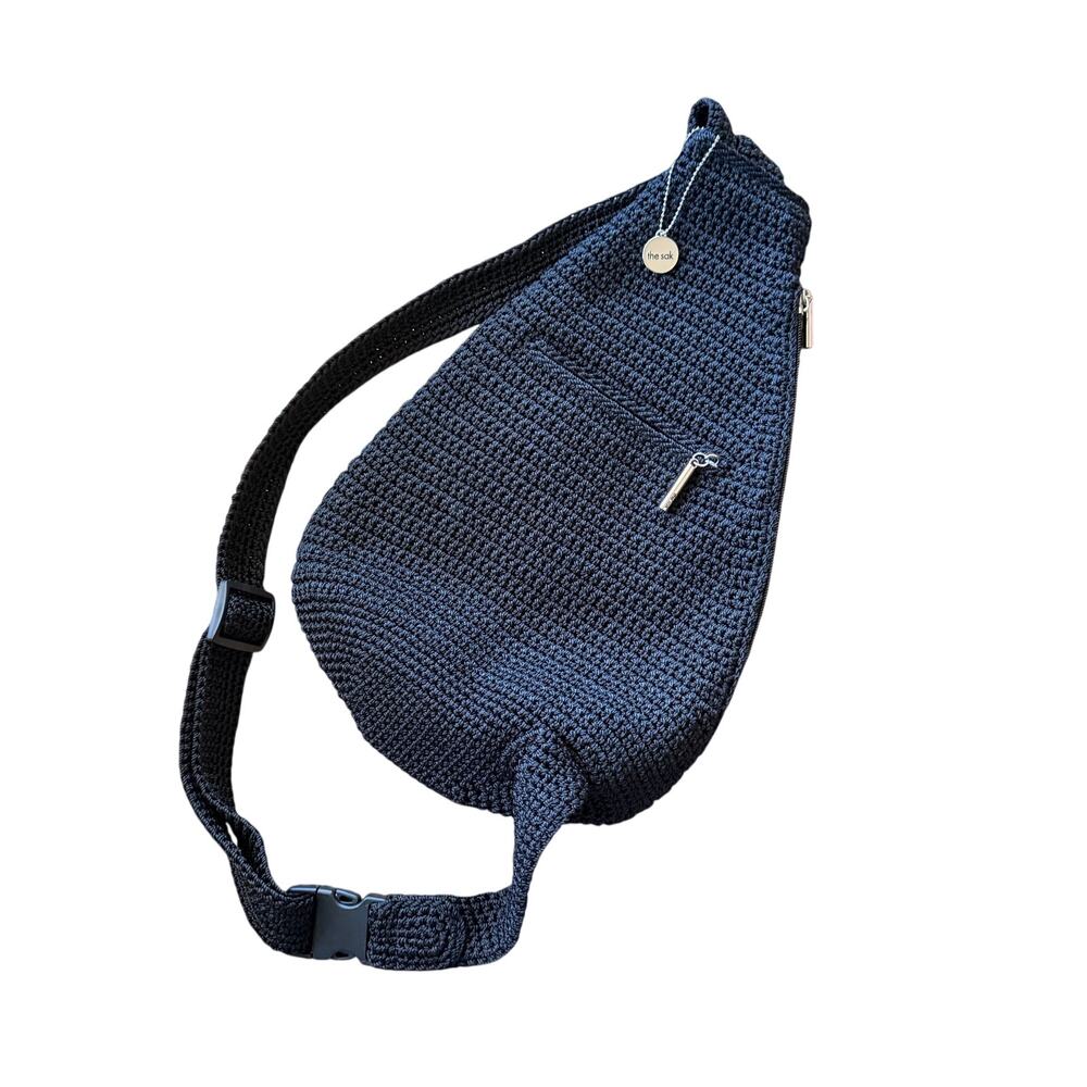 The Sak Geo Sling Backpack in Crochet Single Shoulder Black